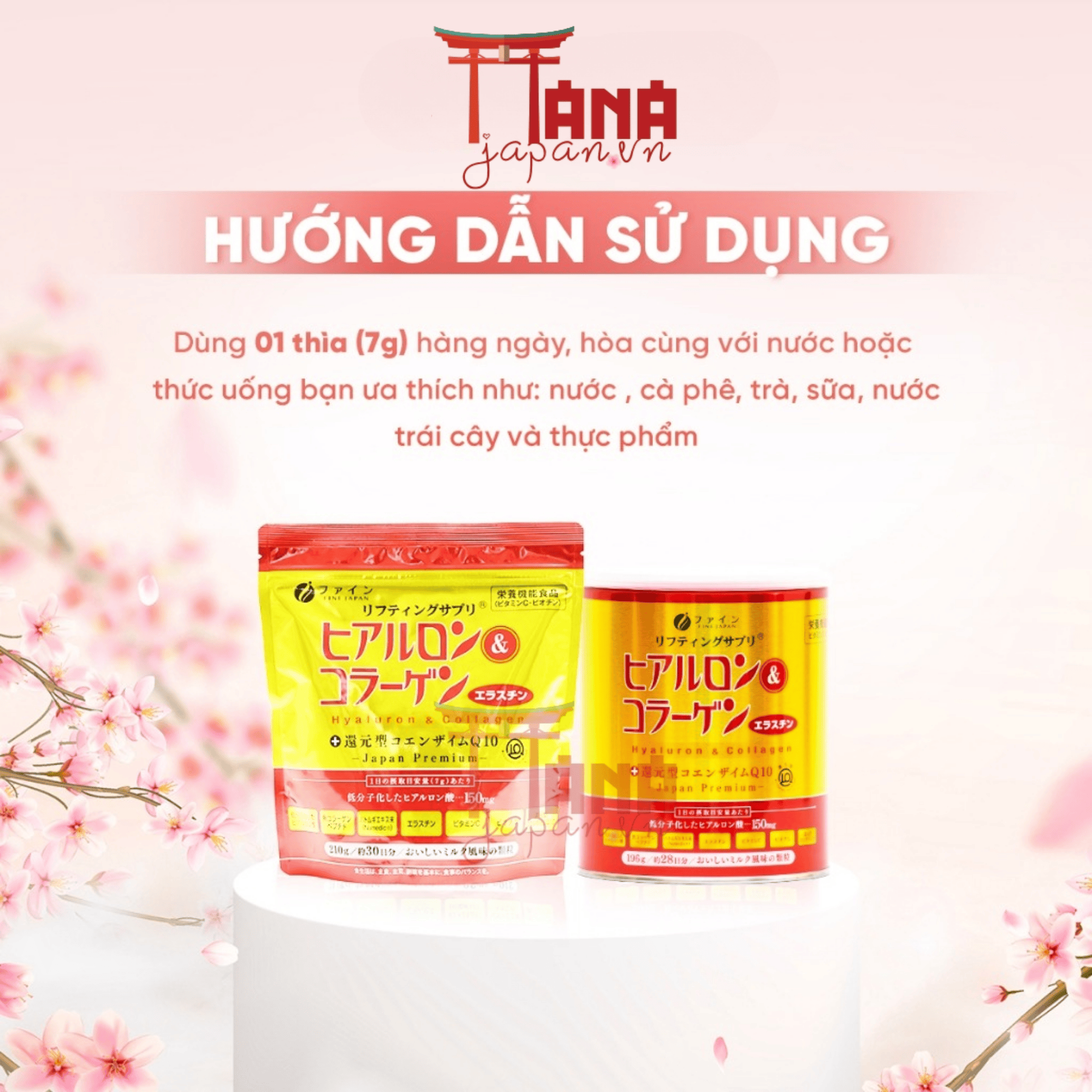 Bột Uống Bổ Sung Collagen - Hyaluron - Q10 Fine Japan Hỗ Trợ Đẹp Da, Căng Bóng, Cấp Ẩm 210gr (Dạng Túi) 